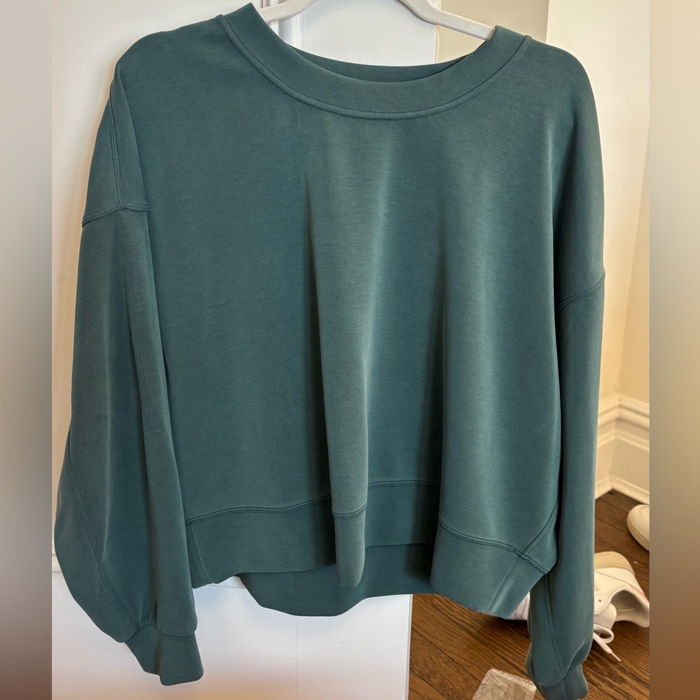 Lululemon Perfectly Oversized Cropped Crew *Softstreme‎ - Green Jasper